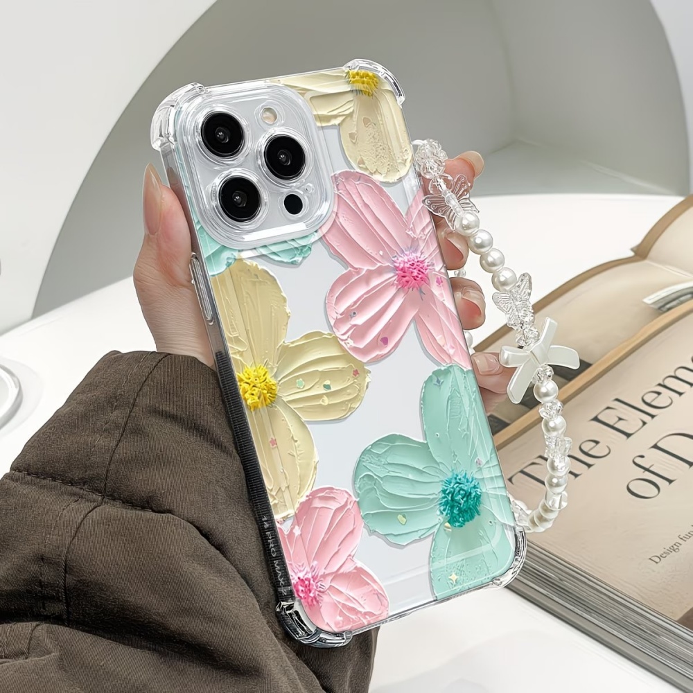 Apple Iphone 15 Pro Max - Красочный цветочный прозрачный чехол из ТПУ